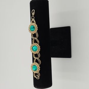Emerald/Gold Tone‎ Bracelet